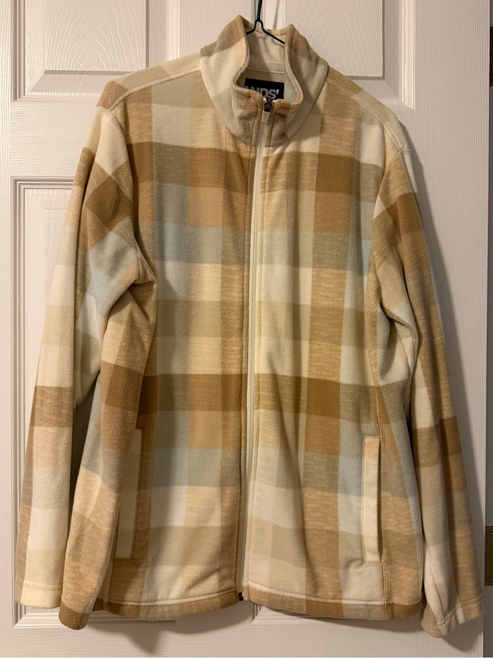 Lands' End Women’s Tan Plaid Fleece Jacket